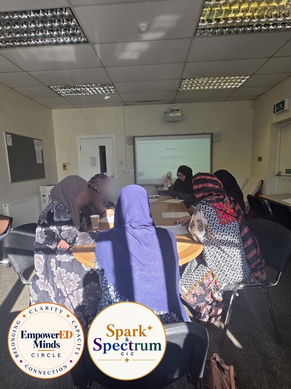Participants taking part in a Spark & Spectrum support session